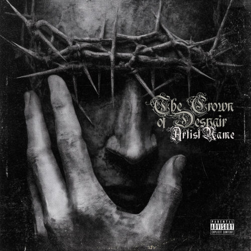 The Crown of Despair Dark Metal Cover Artwork - for Black Metal, Doom Metal Music - Dark Fantasy, Gothic Art Style - in Black, Grey