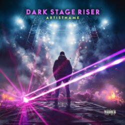 Dark Stage Riser EDM Album Cover - for EDM, Electronic Music - style Cinematic Style, Cyberpunk - in Blue, Pink Color