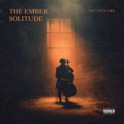 Ember Solitude Classical Dark Ambient Cover Art - For Ambient, Classical Music - Style Cinematic Style, Dark Fantasy - In Orange, Black Color