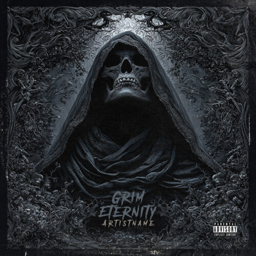Grim Eternity Metal Cover Artwork - Dark Fantasy, Gothic Art Style - in Black & Grey - for Black Metal, Death Metal Music