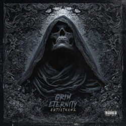 Grim Eternity Metal Cover Artwork - For Black Metal, Death Metal Music - Style Dark Fantasy, Gothic Art - In Black, Grey Color