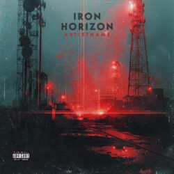Iron Horizon Industrial Album Cover - For Industrial, Dark Electro Music - Style Cinematic Style, Photographic - In Red, Grey Color