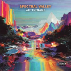 Spectral Valley Psychedelic Glitch Cover Art - For Psychedelic Rock, Electronic Music - Style Glitch Art, Psychedelic Art - In Blue, Pink Color