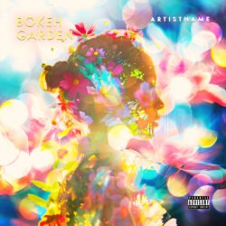 Bokeh Garden Electronic Album Cover Art - For Indie Pop, Dream Pop Music - Style Double Exposure, Cinematic Style - In Pink, Purple Color