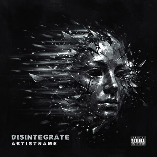 Disintegrate Dark Surrealism Album Cover Art - for Alternative Rock, Ambient Music - style Cinematic Style, Dark Surrealism - in Black, Grey Color