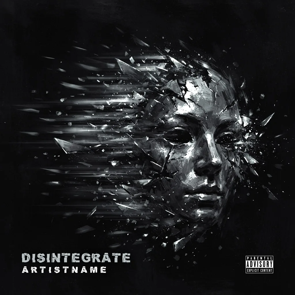 Disintegrate Dark Surrealism Album Cover Art - For Alternative Rock, Ambient Music - Style Cinematic Style, Dark Surrealism - In Black, Grey Color