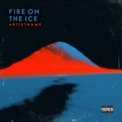 Fire on the Ice Indie Album Cover Art - for Ambient, Darkwave Music - style Cinematic Style, Minimalist - in Red, Blue Color