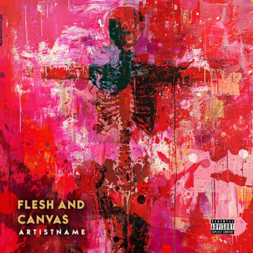 Flesh and Canvas Alternative Rock Album Art - for Alternative Rock, Experimental Music - style Abstract, Action Painting - in Red, Pink Color