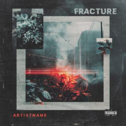 Fracture Post Rock Album Cover - For Alternative Rock, Dark Ambient Music - Style Collage, Cinematic Style - In Red, Black Color