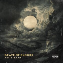 Grave of Clouds Dark Ambient Album Cover - for Ambient, Black Metal Music - style Cinematic Style, Dark Fantasy - in Black, Grey Color