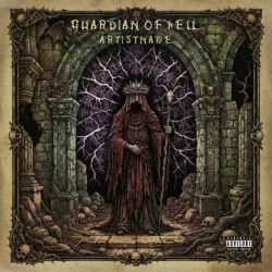 Guardian of Hell Heavy Metal Album Art - for Heavy Metal, Black Metal Music - style Dark Fantasy, Gothic Art - in Red, Purple Color