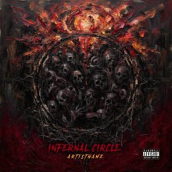 Infernal Circle Dark Fantasy Album Art - For Black Metal, Death Metal Music - Style Dark Fantasy, Impressionism - In Red, Orange Color
