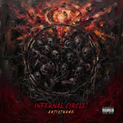 Infernal Circle Dark Fantasy Album Art - for Black Metal, Death Metal Music - style Dark Fantasy, Impressionism - in Red, Orange Color