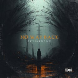 No Way Back Dark Metal Album Cover Art - For Dark Ambient, Black Metal Music - Style Dark Fantasy, Cinematic Style - In Black, Grey Color