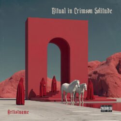 Ritual In Crimson Solitude Surreal Album Art - For Dark Ambient, Ambient Music - Style Surrealist, Minimalist - In Red, Grey Color