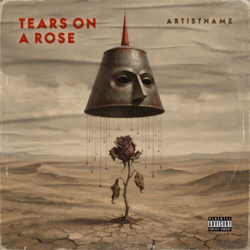 Tears on a Rosea Alternative Rock Album Cover Art - for Alternative Rock, Dark Ambient Music - style Surrealist, Dark Fantasy - in Red, Brown Color